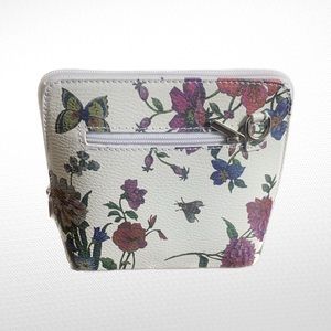Italian Genuine Leather Floral Purse for Women with Strap